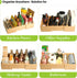 Expandable Kitchen Cabinet Organizer for Food Storage Container Lids, Bamboo Drawer Caddy, Adjustable Dividers