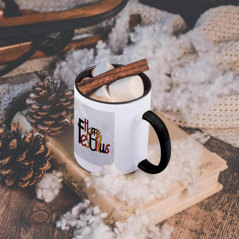 3dRose Happy Festivus Mug, Red, Black/White, 11 oz