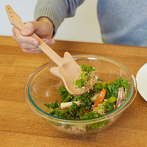 Kikkerland Novelty Guitar Wooden Spoon for Kitchen Beechwood, Heat Resistant, Use with Non-Stick Cookware Unique Gift