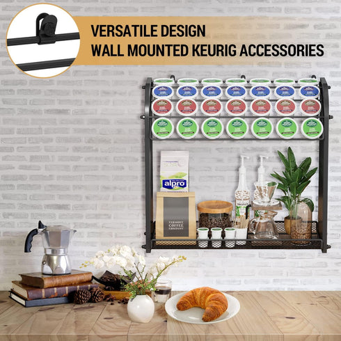 K Cup Coffee Pod Holder, Coffee Pod Organizer for Coffee Bar Accessories, Easy Assembly KCup Coffee Station for