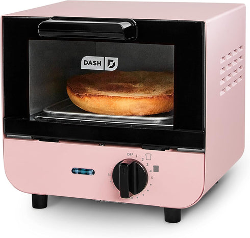 DASH Mini Toaster Oven Cooker for Bread, Bagels, Cookies, Pizza, Paninis & More, with Baking Tray, Auto Shut Off - Pink