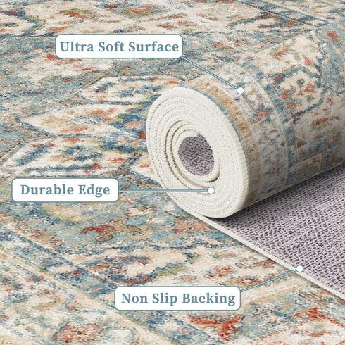 2x10 Enkor Runner Rugs for Hallway, Washable Soft Boho Non Slip Floor Rugs for Kitchen, Modern Mat for Living Room