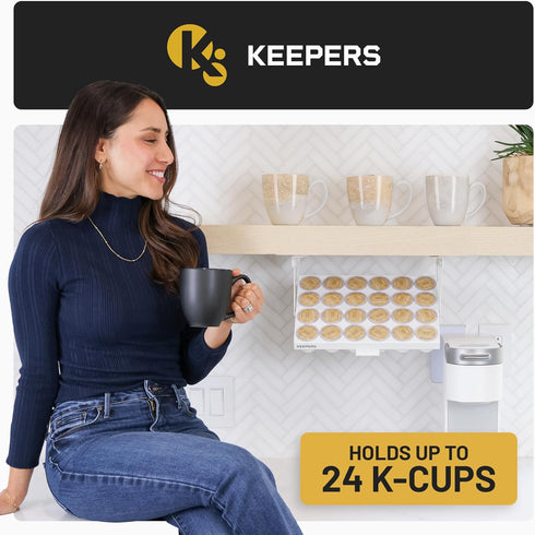 24 COFFEEKEEPERS KEEPERS Under Cabinet K Cup Holder with Swing-Down Access Space-Saving Coffee Pod Holder and K Cup