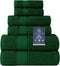 COZYART Formal Green Bath Towel Set 6 Piece, Luxury 100% Turkish Cotton