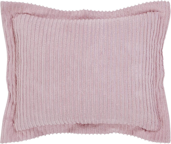 Better Trends Jullian Collection Standard Sham, 100% Cotton Tufted, Super Soft Lightweight, Pink Bold Stripes