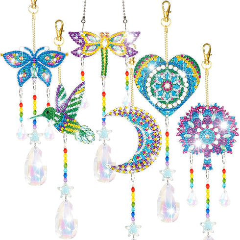 YUNVI 6 Pcs Diamonds Paintings Suncatcher, Double Sided 3D Diamonds Paintings Wind