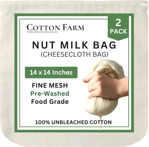 Cotton Farm Nut Milk Bag & Cheese Cloth Bag (Ultra Dense), XL