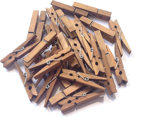 LWR CRAFTS Wooden Small Clothespins, 1-7/8" 50 Pieces Per Pack, Jacobean