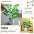 16" Small Fake Plants - Artificial Tropical Faux Plants for Indoor Desk Decor, Sage Green