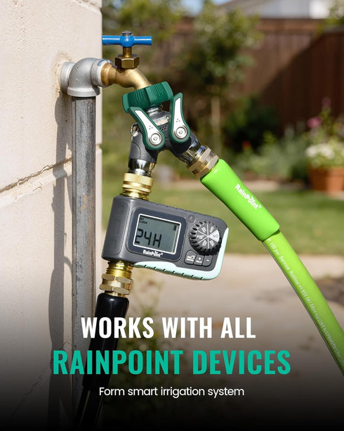 2 3/4'' 100% (1 Pack) RAINPOINT Garden Hose Splitter Way Heavy Duty, Connector Water Hose Bib Y Spigot Splitter