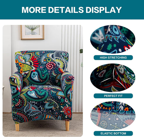 Decor,Boho-5 NILUOH Chair Covers Armchair Stretch Chair Slipcovers with Arms Bohemia Accent Chair Covers for Living