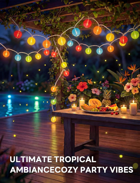 8.5FT 10 Multicolor Lantern String Lights Outdoor, Plug-in Patio String Lights with Mini Hanging Lanterns, Waterproof