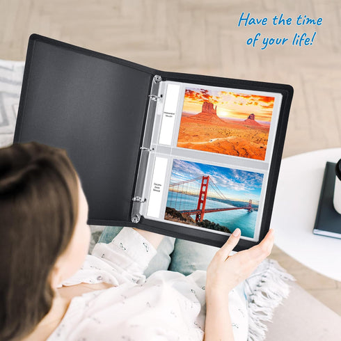 Dunwell 5x7 Photo Sleeves for 3-Ring Binder, 10 Pack for 40 Pictures, Acid-Free Poly Plastic Photo Album Refill