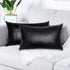 Black Ostrich Skin Faux Leather Pillow Cover, Decorative Modern Throw Cushion Case 12x20 Inches