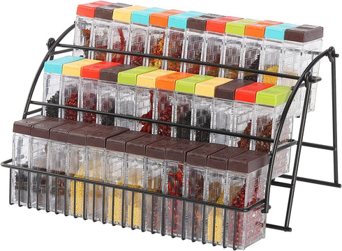 URALFA Plastic Spice Shaker Jars, Seasoning Storage Containers Set for Travel, Condiment Box, Color