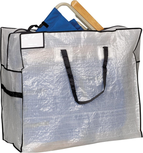 Household Essentials 2622 MightyStor Large Storage Bag with Handles, White Tarp with Black Trim for Clothing