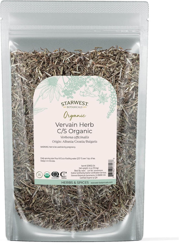 Starwest Botanicals Organic Vervain Herb - Dried Loose Leaf Herb for Tea