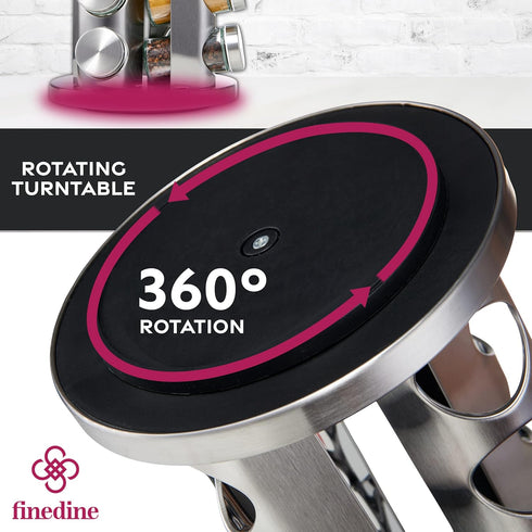 16 Pack FineDine: Stainless steel round spice rack