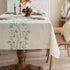 Rustic Heavy Weight Waterproof Linen Tablecloth, Beige Embroidery for Rectangle Tables, Burlap Farmhouse Covers (Green
