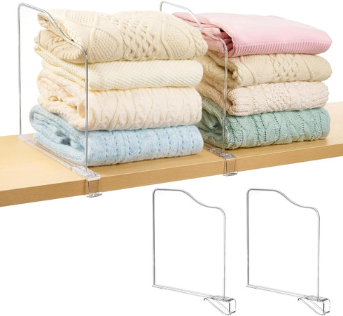 Vtopmart 4 Pack 12in Height Shelf Dividers for Closet Organization, Clear Plastic