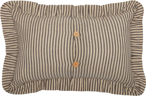 VHC Brands Sawyer Mill Throw Pillow - Dark Gray and Cream Stripe Cotton Decorative Cushion with Ruffle 14x22