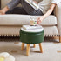 13 Inch WBD023GR IBUYKE Foot Stool Ottoman with Storage, Round Small Foot Rest with Padded Seat and Wood Legs, PU Faux