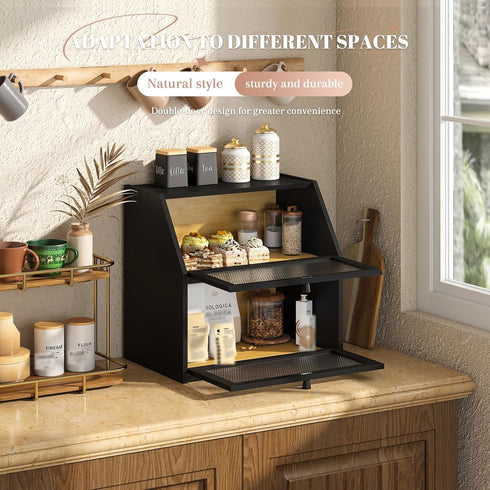 Countertop STDDRE Bread Box for Kitchen Bin Double Layer Bread Box Storage Container Extra Large Capacity with Diamond