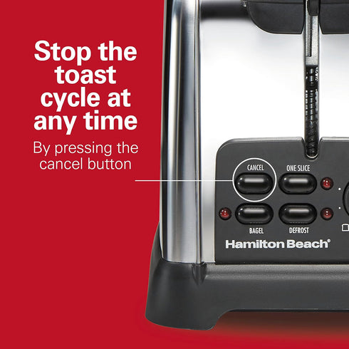 Hamilton Beach Retro Toaster - 2 Slice, Polished Stainless Steel, Wide Slots, Sure-Toast Technology, Bagel & Defrost