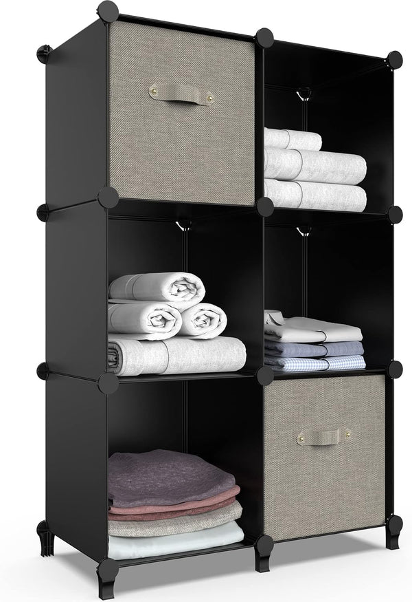 HOMIDEC 6-Cube Storage Organizer, Closet Organizer Storage Cabinet Shelf for Kids, Bedroom, Bathroom