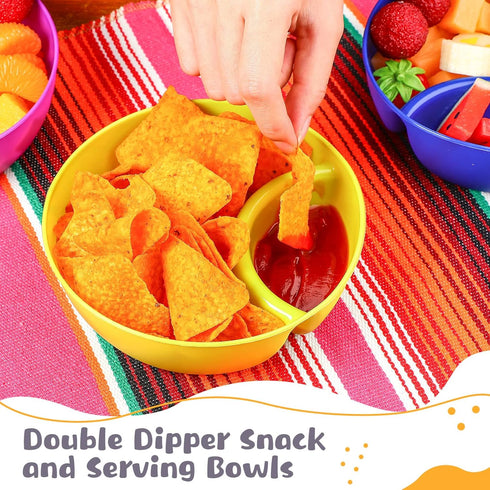 Weewooday Snack and Dip Bowls, 6 Pcs Stackable Plastic Bowls for Chips, Dips, Snacks, Microwave and Dishwasher Safe (6