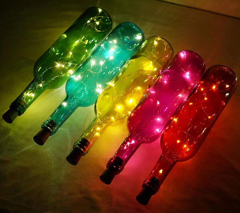 Wine Bottle Lights with Cork, Battery Operated 20 LED Fairy Mini String Lights for DIY, Party, Decor (3, Warm White)