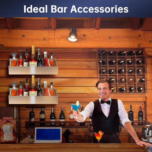 Famiron 22" Stainless Steel Bottle Holder, Stainless Steel Liquor Bottle Holder Rack, Suitable for Bar, Kitchen, Garage