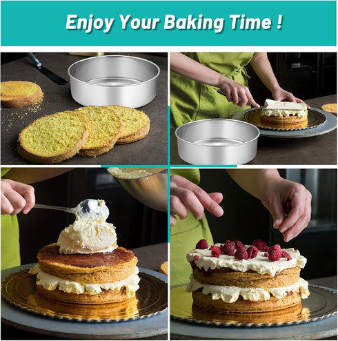 TeamFar 6/8/9 Inch Cake Pan Set - Stainless Steel Round Baking Pans for Cake, Brownie, Lasagna, Dishwasher Safe