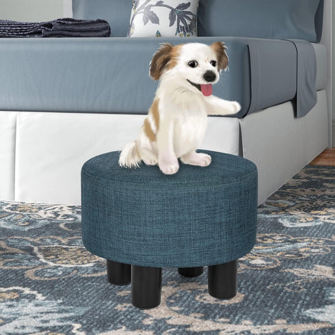 Joveco Small Foot Rest Stool Ottoman, Line Round Short Low Foostool for Chair, Under Office Desk, Living Room, Navy