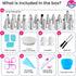 Riccle 94 pcs Cake Decorating Kit - Includes 50pcs 16 Inch Disposable + 2 Reusable Piping Bags, 24 Tips, 2 Spatulas, 3