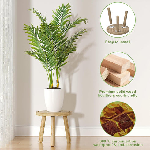 Vecxoty 3-Pack 6-12 Inch Wood Plant Stands Indoor, Single Plant Stand for Pots, Mid-Century Modern Plant Stool, Tall