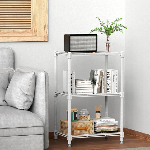 MZG Wire Storage Shelving, 3-Tier Utility Shelving Unit, Steel Organizer Rack for Home, Kitchen, Office, White
