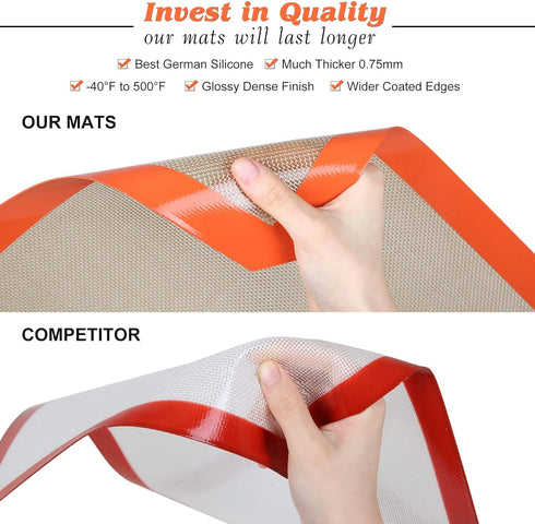 Silicone Baking Mat - Best German Silicone, Non Slip Reusable Baking Sheet for Oven and Counter
