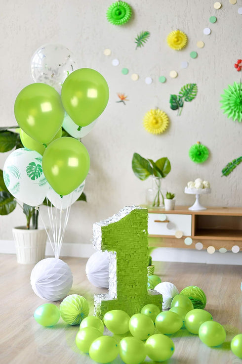 Treasures Gifted Metallic Lime Green Balloons, 100 Pack, 12 Inch Latex Neon Party Supplies