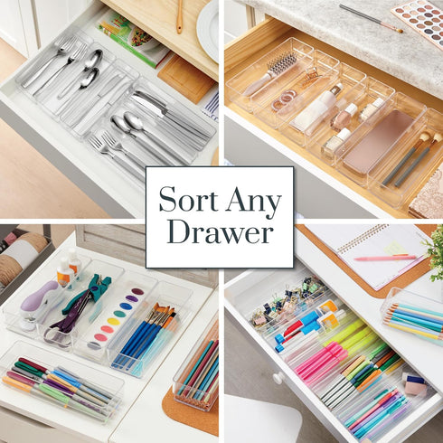 STORi SimpleSort 6-Piece Stackable Clear Drawer Organizer Set, 9" x 3" x 2" Rectangle Trays