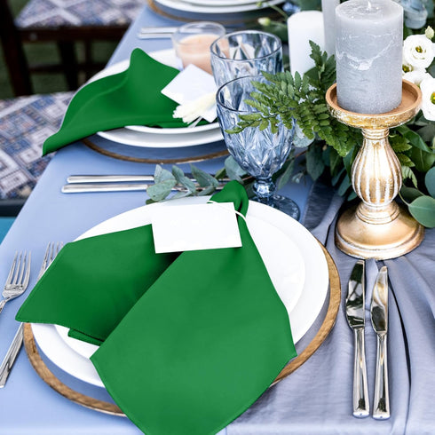 ANECO 12 Pieces Satin Napkins, Soft Square Dinner Napkins 17 x 17 Inches for Weddings, Parties, Decorations (Forest