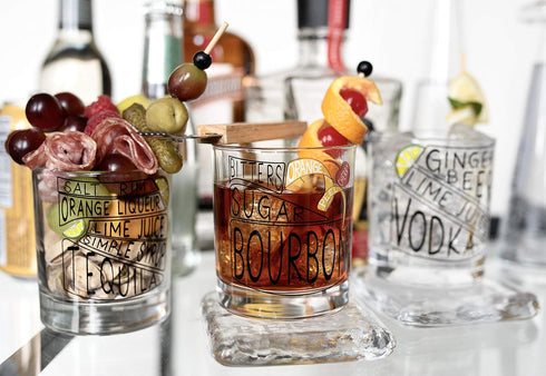 Mud Pie Tequila Drink Recipe Glass 8 oz with Tool 6 1/2"
