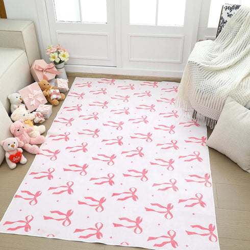 Drydiet 4 x 6 ft Large Bow Welcome Mat Rug Coquette Doormat