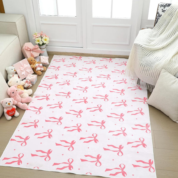 Drydiet 4 x 6 ft Large Bow Welcome Mat Rug Coquette Doormat