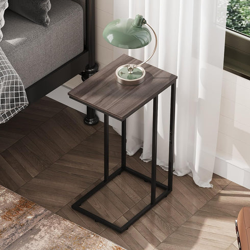 WLIVE Small Side Table, C Shaped End Table for Couch, Sofa and Bed, Tv Tray Table That Slides Under for Living Room