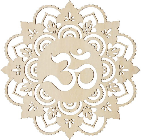 Fourth Level MFG 12" Sacred Om Wood Wall Art - Sacred Geometry Mandala, Zen Home Decoration for Yoga and Meditation