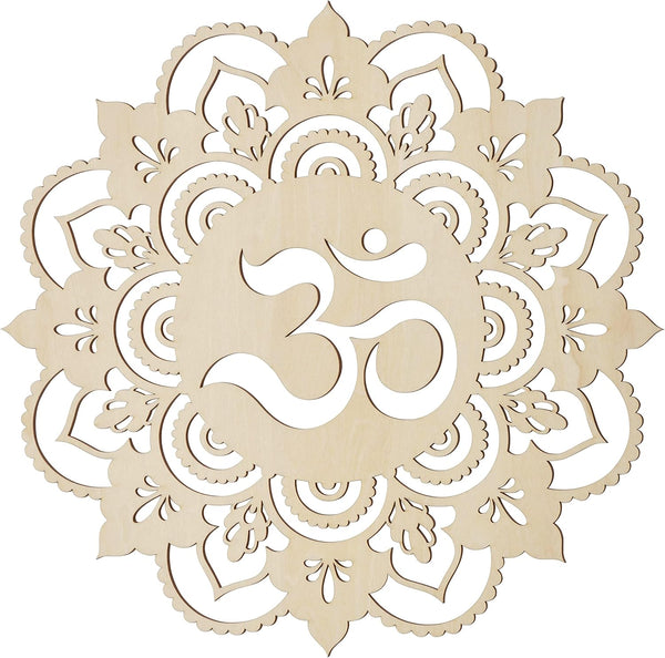 Fourth Level MFG 12" Sacred Om Wood Wall Art - Sacred Geometry Mandala, Zen Home Decoration for Yoga and Meditation