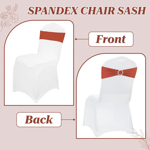 25 VDS - Terracotta | Spandex Chair Sashes Bows | PCS | Stretch Elastic Banquet Universal Folding Chair Band Tie