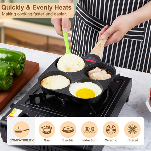 MyLifeUNIT 4-Cup Nonstick Egg Frying Pan, Skillet for Breakfast, Pancakes, Suitable for Gas Stove