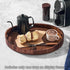 SARUFO Counter, Acacia Wood Round Ottoman Tray Decorative Serving Tray with Handles for Coffee Table, Breakfast in Bed